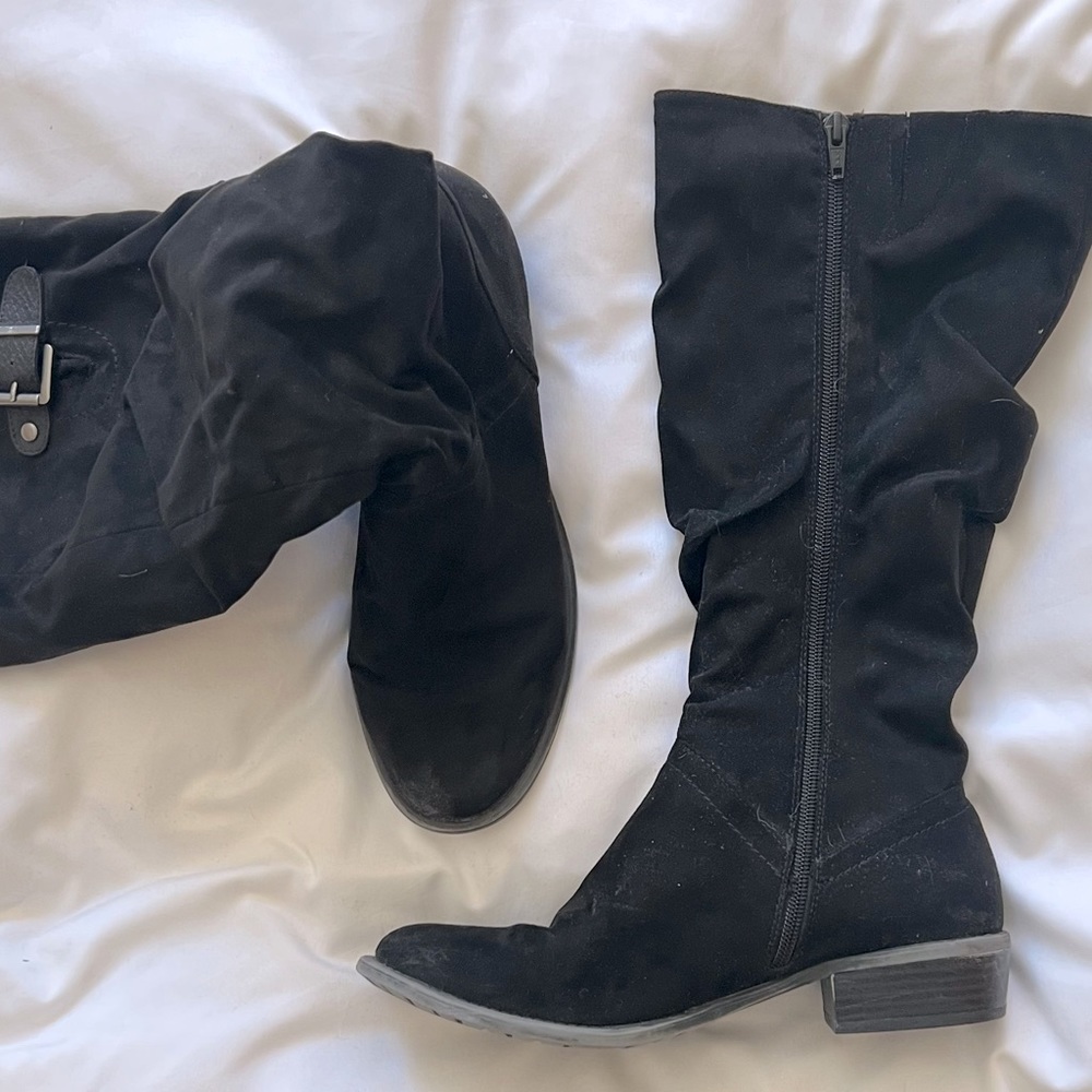 Tall, Black, suede slouch boot
